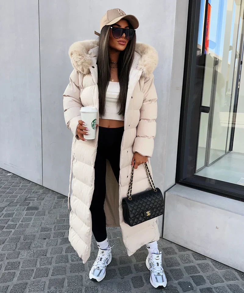 Lana Dames Lange Winterjas | Luxe Gewatteerd met Bontkraag, Comfortabel 1