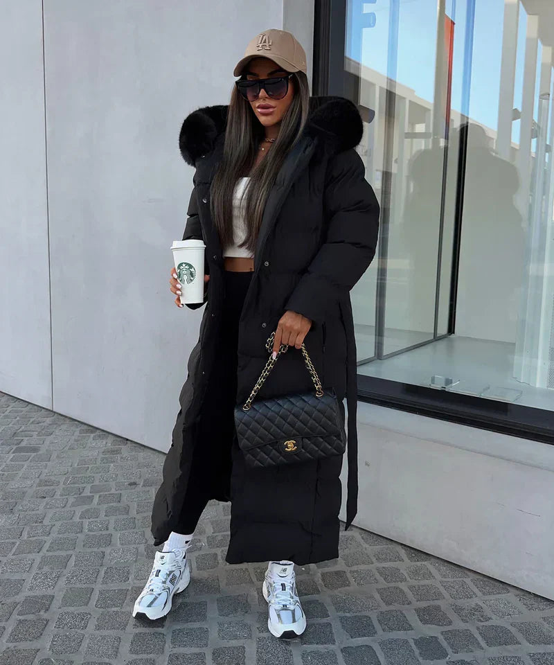 Lana Dames Lange Winterjas | Luxe Gewatteerd met Bontkraag, Comfortabel 6