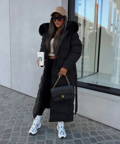 Lana Dames Lange Winterjas | Luxe Gewatteerd met Bontkraag, Comfortabel 6