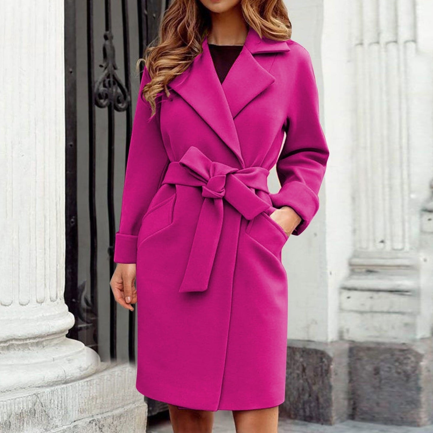 Lange dames trenchcoat winterjas | Warme en stijlvolle mantel in opvallende kleuren 3