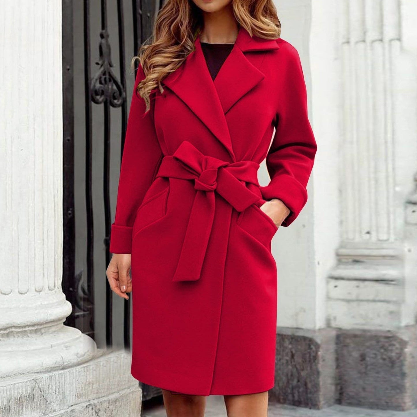 Lange dames trenchcoat winterjas | Warme en stijlvolle mantel in opvallende kleuren 4