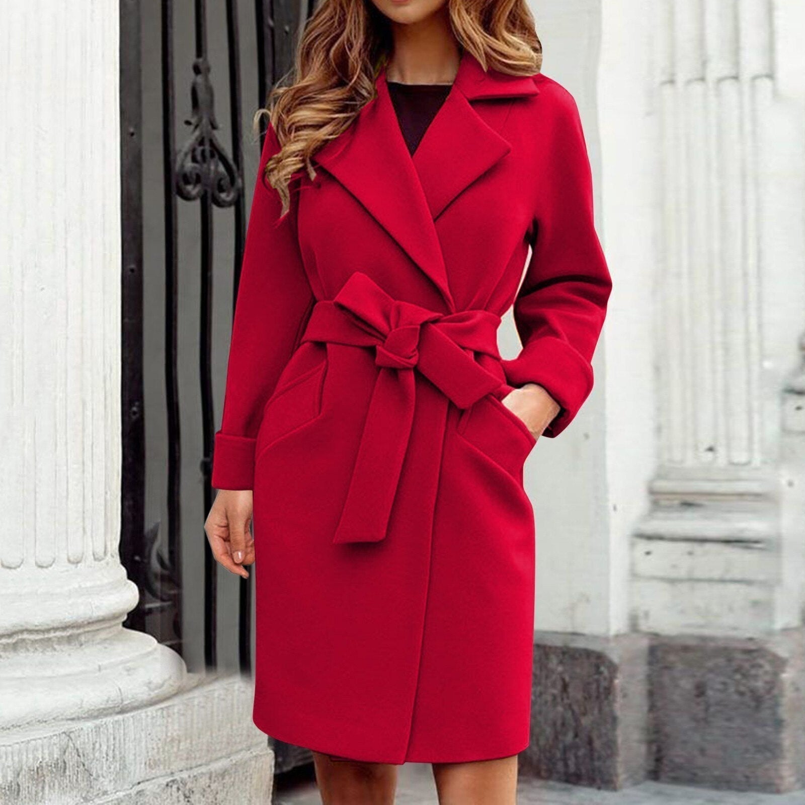 Lange dames trenchcoat winterjas | Warme en stijlvolle mantel in opvallende kleuren 5