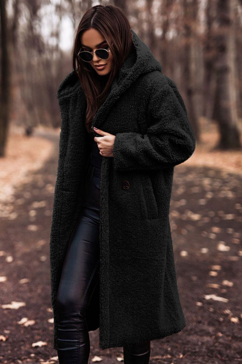 Lange teddy jas met capuchon voor dames | Warme en comfortabele wintermantel 1