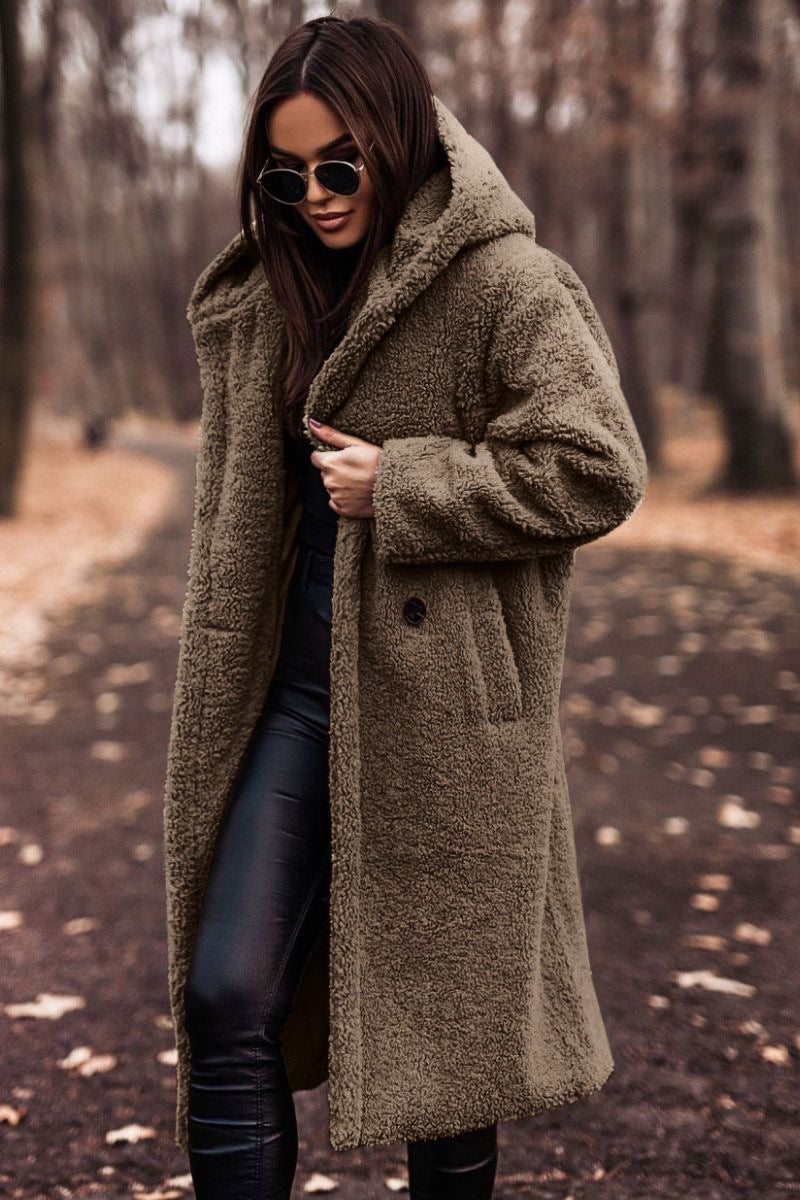 Lange teddy jas met capuchon voor dames | Warme en comfortabele wintermantel 3