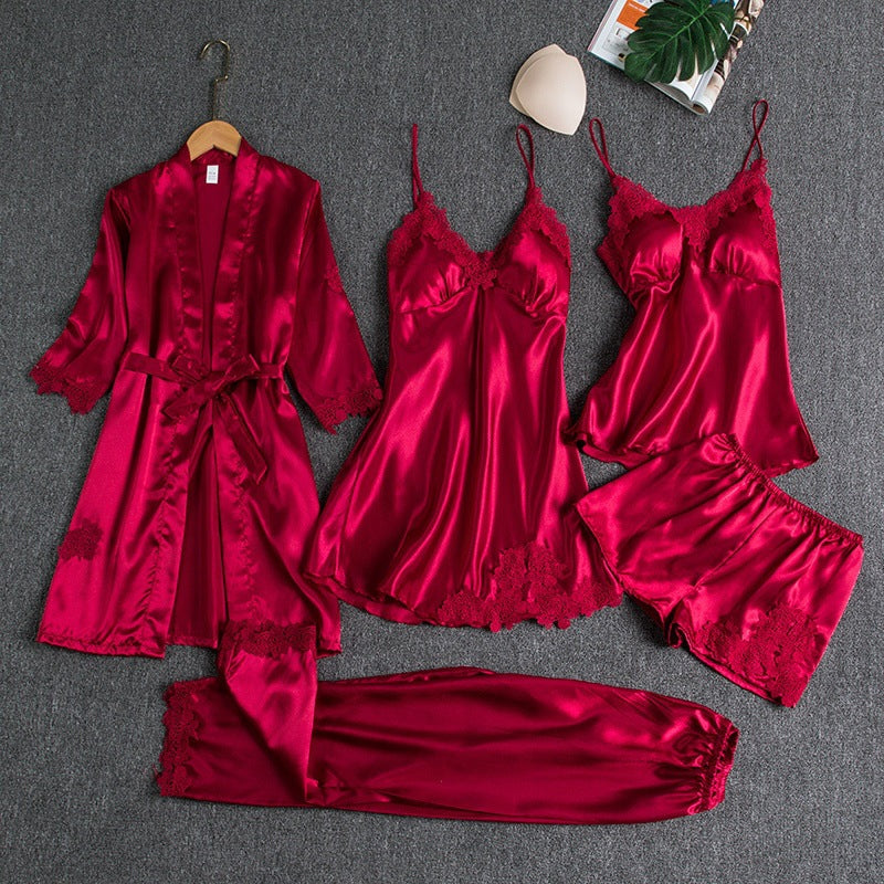 Lina Dames Pyjamaset | Vijfdelige Set met Kant, Luxe en Comfortabel 1