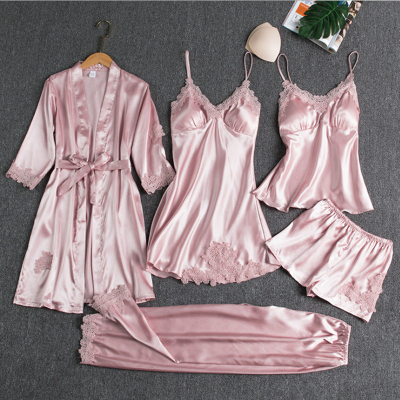 Lina Dames Pyjamaset | Vijfdelige Set met Kant, Luxe en Comfortabel 2