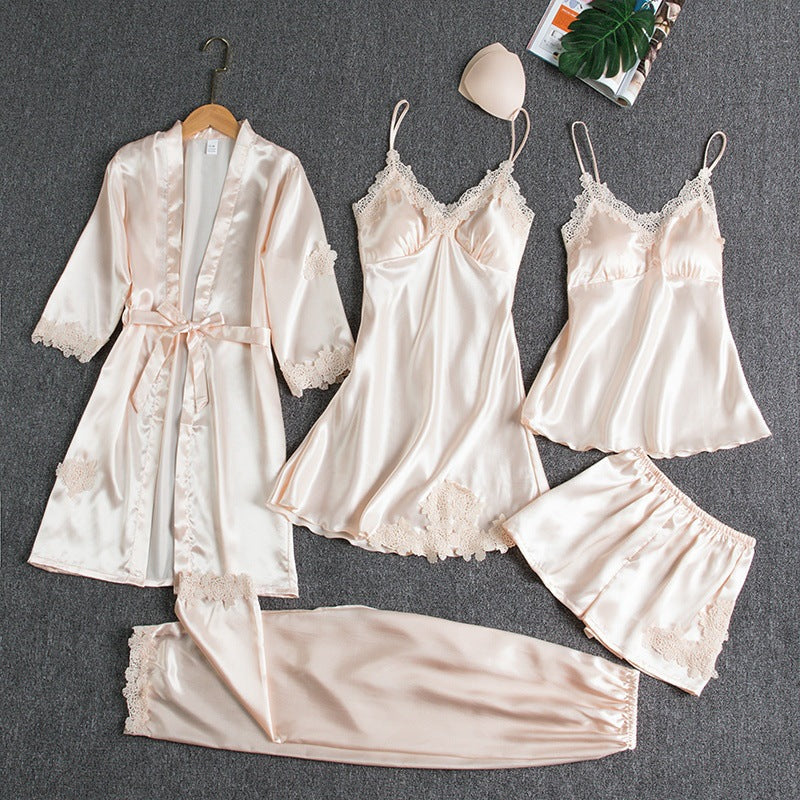 Lina Dames Pyjamaset | Vijfdelige Set met Kant, Luxe en Comfortabel 3