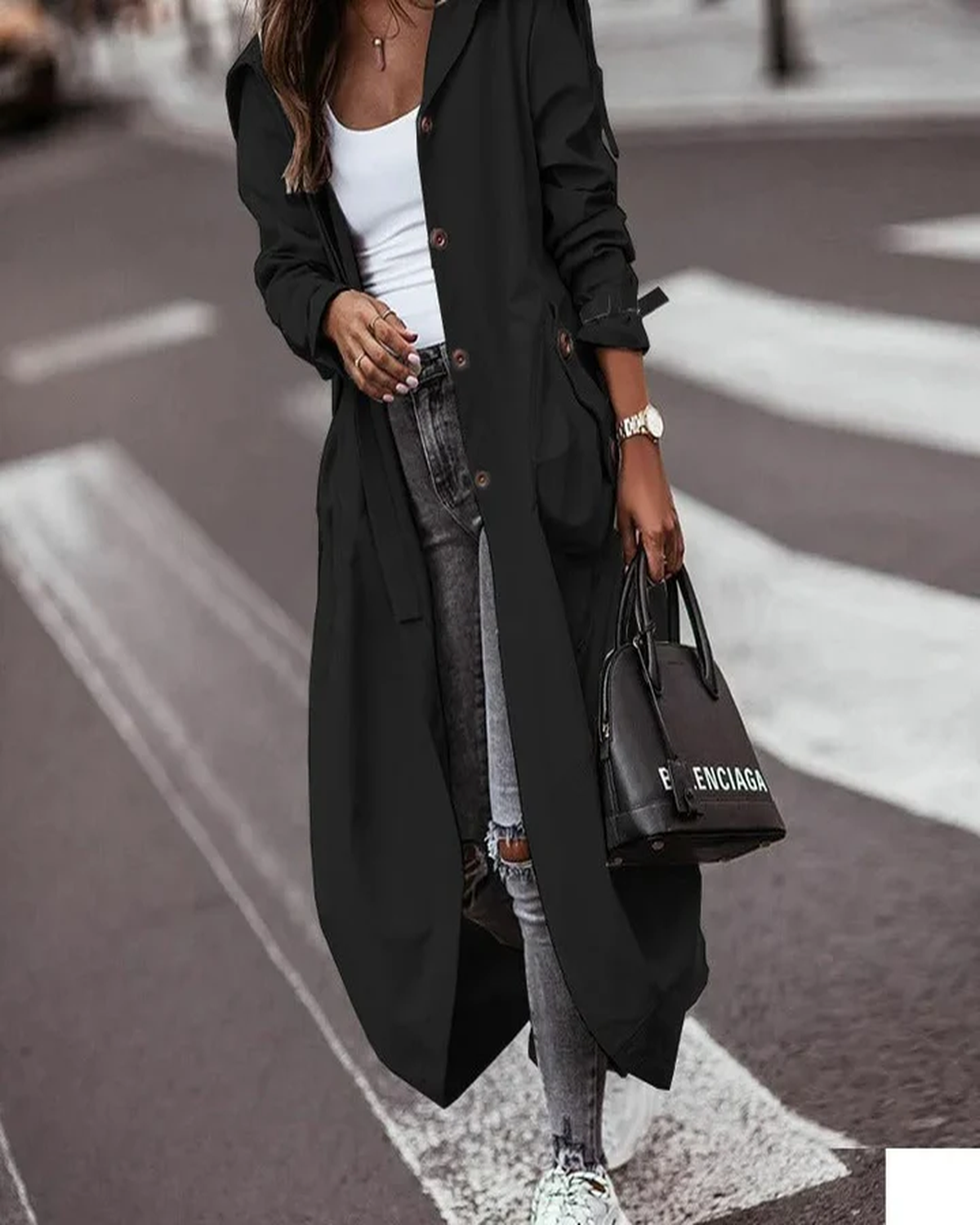 Lina Dames Trenchcoat | Waterdicht Met Capuchon, Lange Trenchcoat Dames Zwart