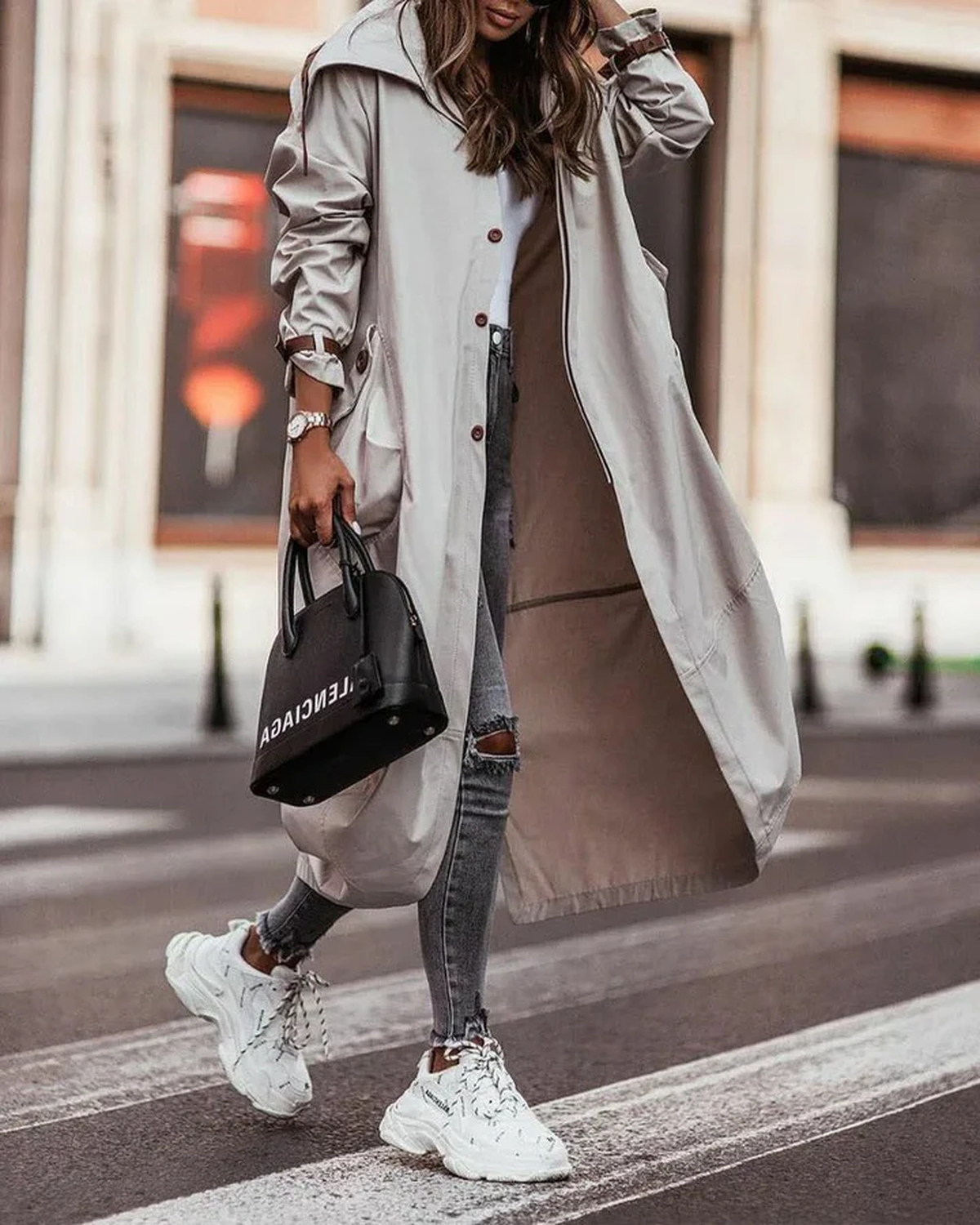 Lina Dames Trenchcoat | Waterdicht Met Capuchon, Lange Trenchcoat Dames Zwart