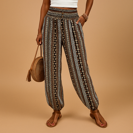 Liora | Stijlvolle Hoge Taille Broek met Boho Flair Voor Dames 0