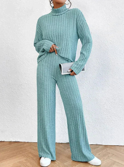 Lunette | Gestreepte Gebreide Set van Trui en Broek 4