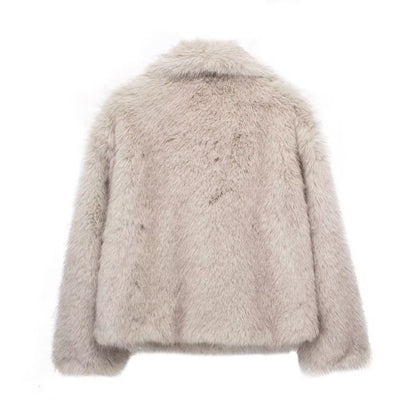 Luxe pluche dames winterjas met turn-down kraag | Trendy kort model 11