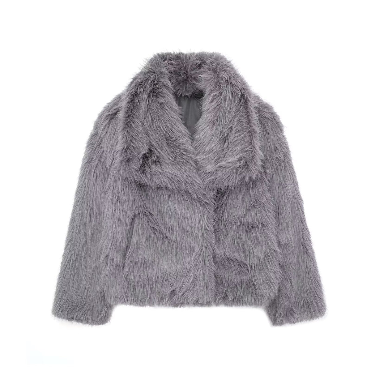 Luxe pluche dames winterjas met turn-down kraag | Trendy kort model 6