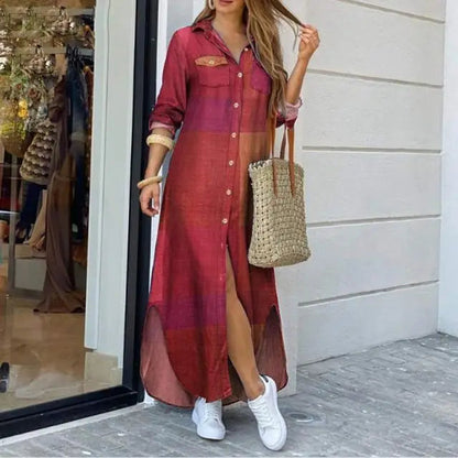 MAELYN | Maxi Denim Jurk met Relaxte Pasvorm en Shirtkraag 4