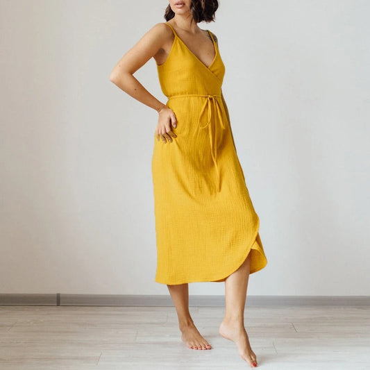 MOLLY | Mouwloze Zomerjurk Crêpe met V-hals 0
