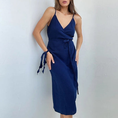 MOLLY | Mouwloze Zomerjurk Crêpe met V-hals 2