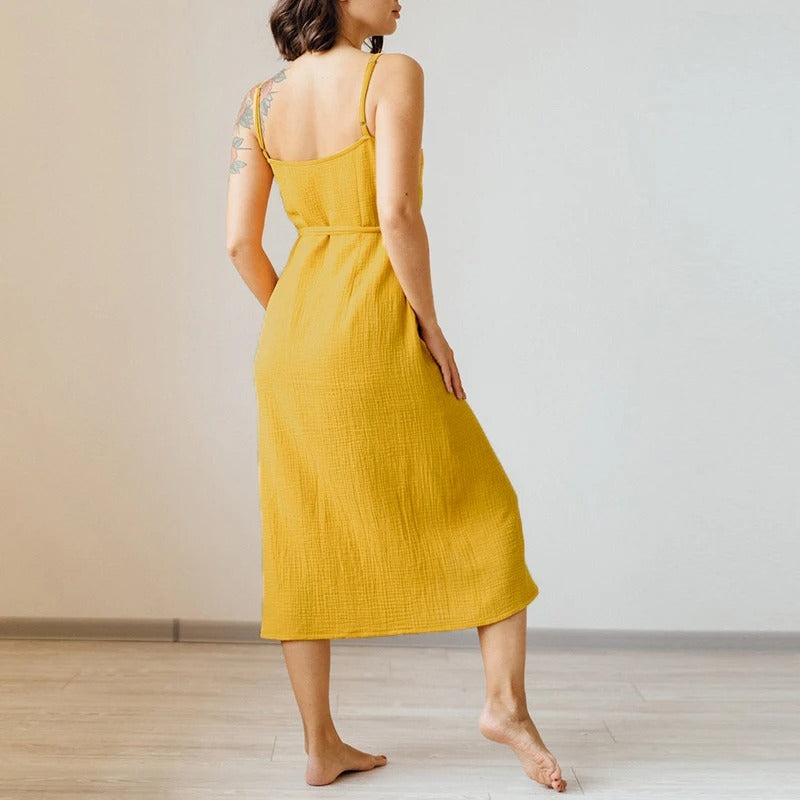 MOLLY | Mouwloze Zomerjurk Crêpe met V-hals 7