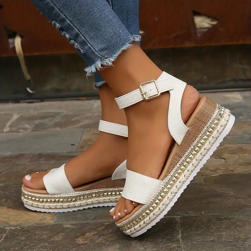 Maelis | Comfortabele Enkelbandsandalen met Plateauzool 0