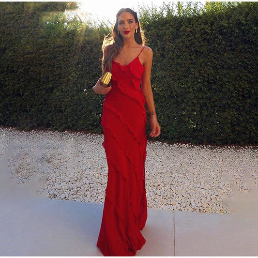 Valerisse | Maxi Jurk met Ruffles en Subtiele Split