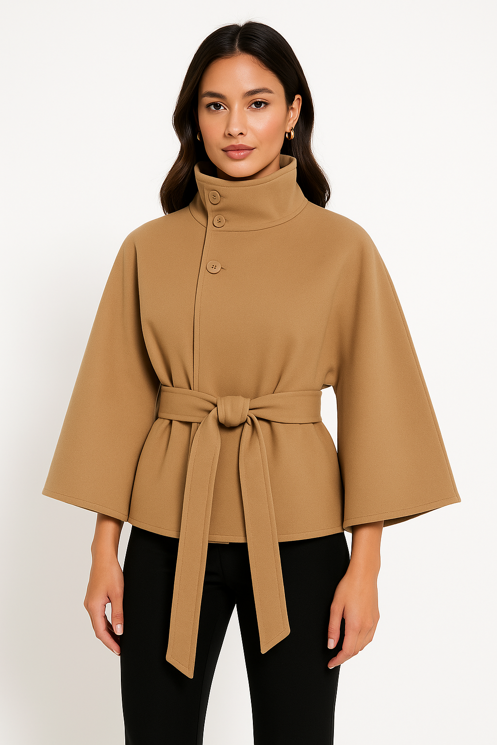 Maya Dames Cape Jacket | Luxe Wolmix, Elegant Ontwerp 2
