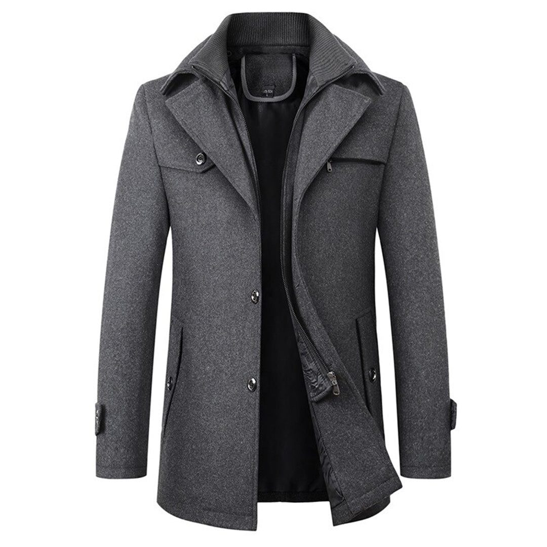 Mika Heren Trenchcoat | 72% Polyester, 28% Wol, Verstelbare Rits