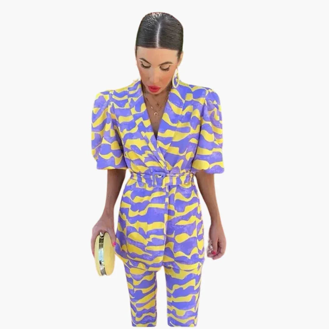 Mila Dames Blazerset | Elegante Tweed met Pofmouwen, Lichtgewicht 3