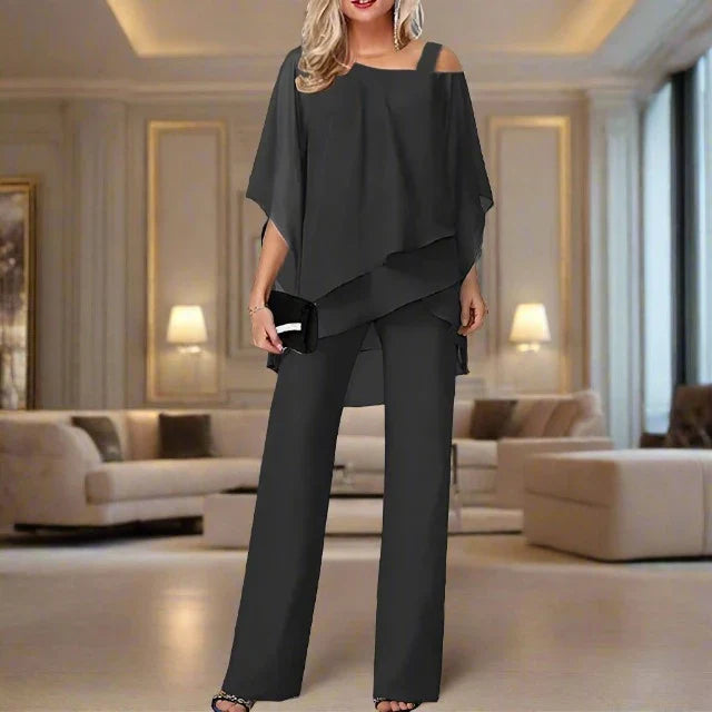Mila Vrouwen Chiffonset | Zachte Acetaat, Asymmetrische Top, Casual 0