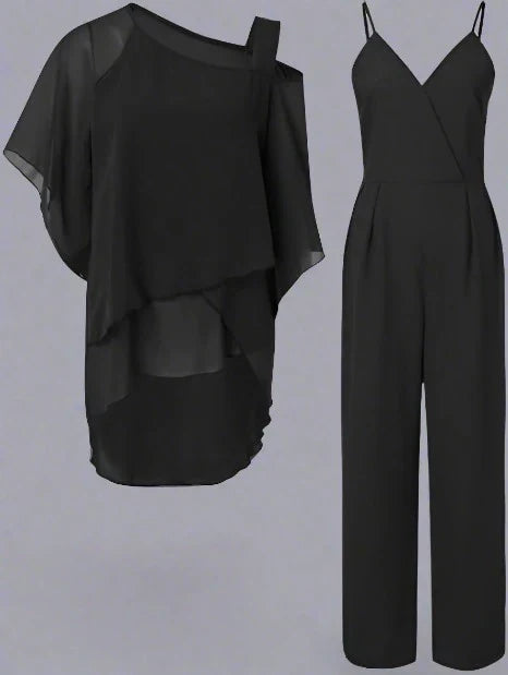Mila Vrouwen Chiffonset | Zachte Acetaat, Asymmetrische Top, Casual 2