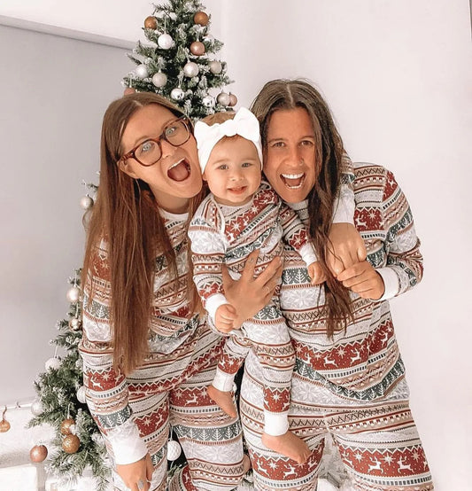 Milo Familie Kerst Pyjamaset | Gebreid Katoen, Comfortabel en Warm