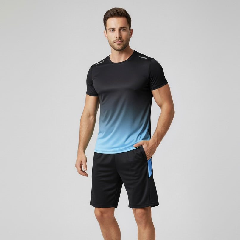 Milo Mannen Sportset | Ademend Polyester, Slim Fit met Kleurverloop