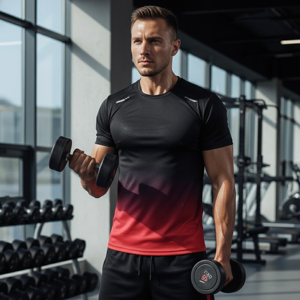 Milo Mannen Sportset | Ademend Polyester, Slim Fit met Kleurverloop