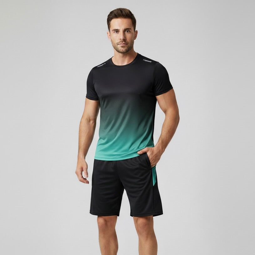 Milo Mannen Sportset | Ademend Polyester, Slim Fit met Kleurverloop