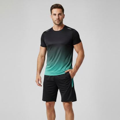 Milo Mannen Sportset | Ademend Polyester, Slim Fit met Kleurverloop