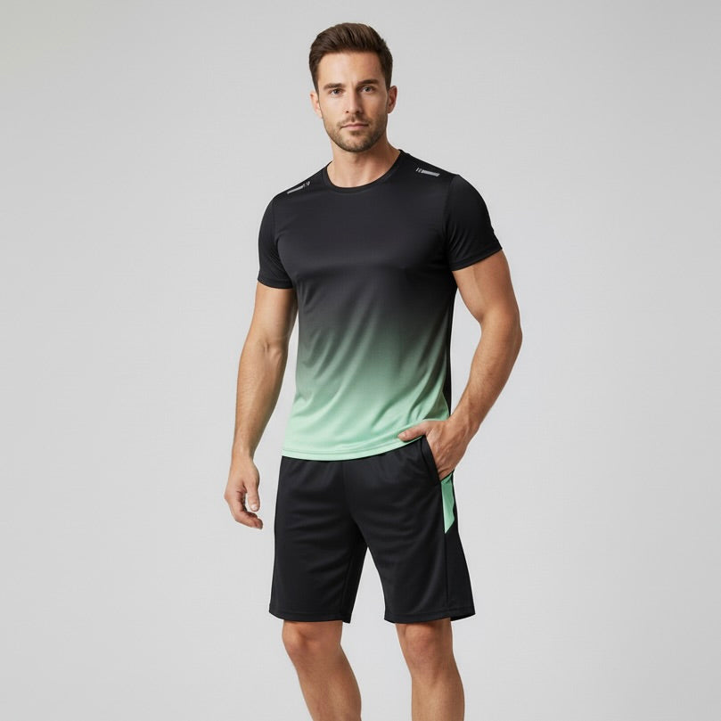 Milo Mannen Sportset | Ademend Polyester, Slim Fit met Kleurverloop