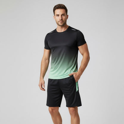 Milo Mannen Sportset | Ademend Polyester, Slim Fit met Kleurverloop