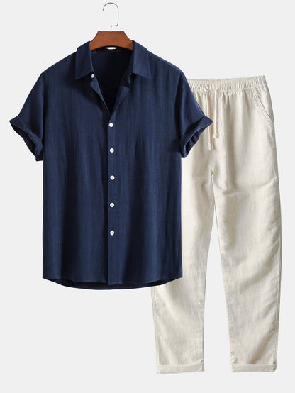 Milo Zomeroutfit voor Mannen | Katoen, Effen Design, Korte Mouwen 0