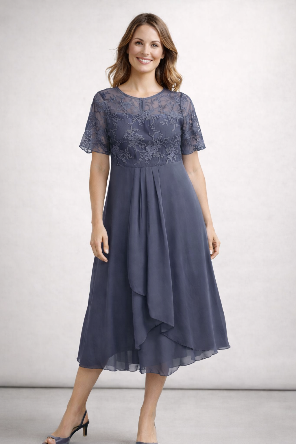 Mira Dames Midi-jurk | Chiffon met Kanten Top, Elegant 6