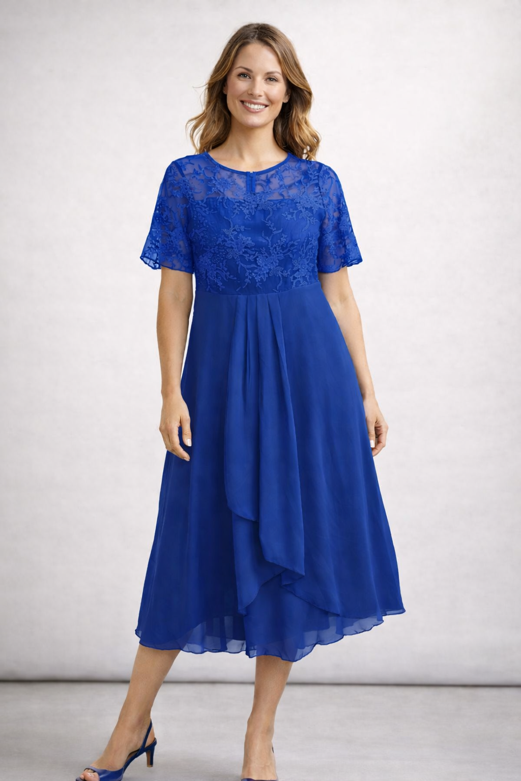 Mira Dames Midi-jurk | Chiffon met Kanten Top, Elegant 8