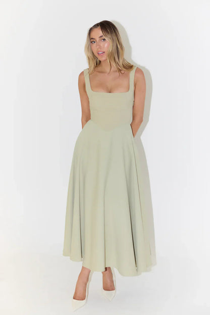Mira Dames Midi-jurk | Polyester, Hoge Taille, Losvallende Pasvorm 10