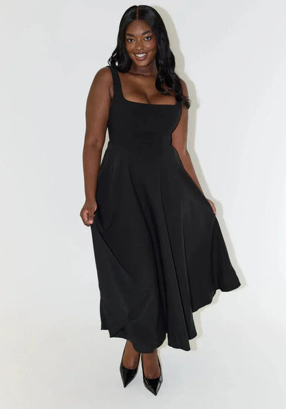 Mira Dames Midi-jurk | Polyester, Hoge Taille, Losvallende Pasvorm 3