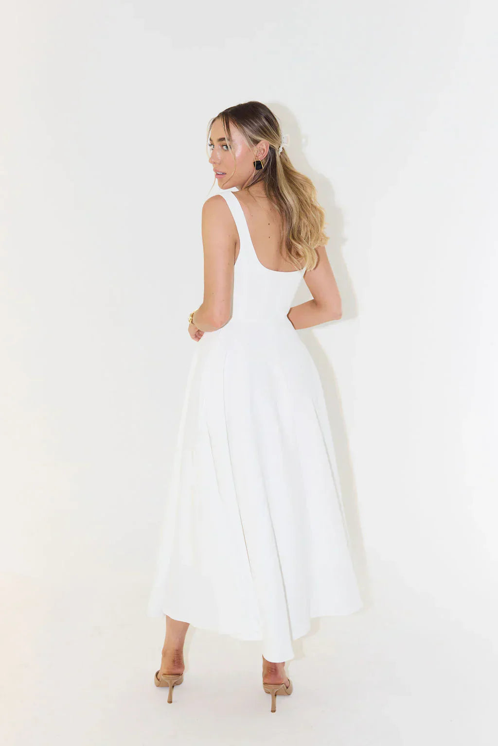 Mira Dames Midi-jurk | Polyester, Hoge Taille, Losvallende Pasvorm 7