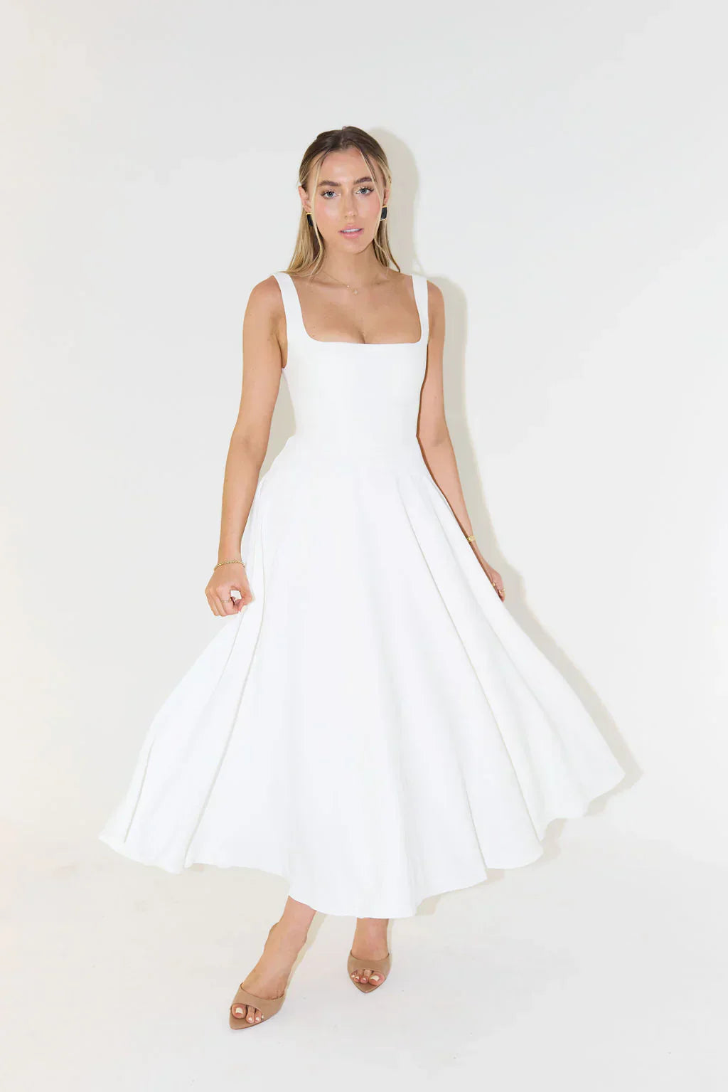 Mira Dames Midi-jurk | Polyester, Hoge Taille, Losvallende Pasvorm 9