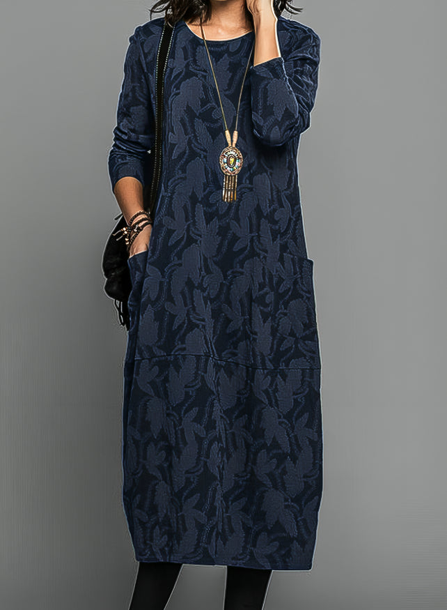 Mira Dames Midi Jurk | Zachte Stof, Relaxed Fit met Subtiele Print 2