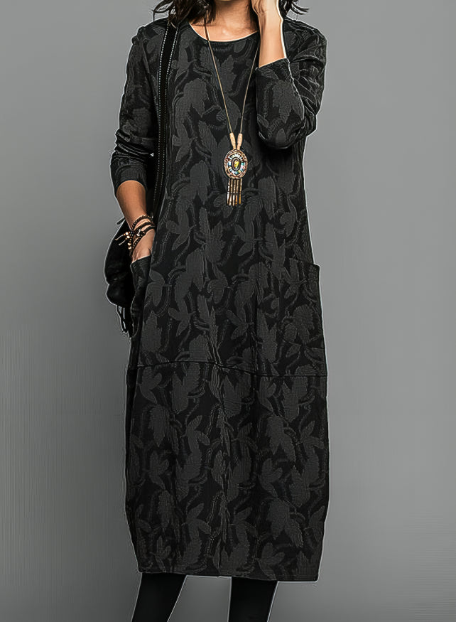 Mira Dames Midi Jurk | Zachte Stof, Relaxed Fit met Subtiele Print 3