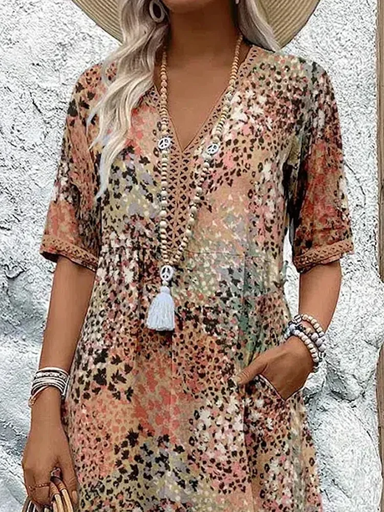 Mira V-hals Zomerjurk Dames | Luchtige Stof, Knielengte, Casual 5