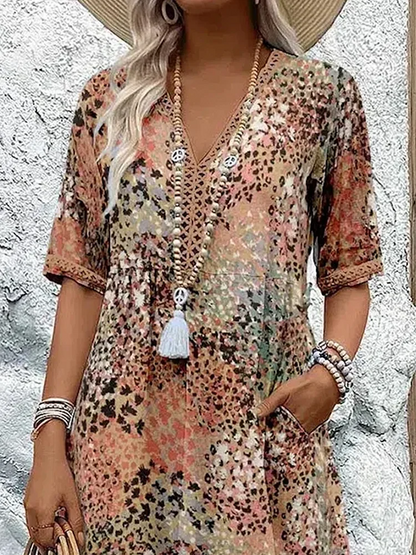 Mira V-hals Zomerjurk Dames | Luchtige Stof, Knielengte, Casual 5