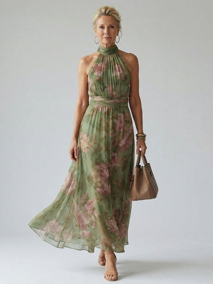 Mirelle Dames Midi Jurk | Lichtgewicht Halterontwerp, Geplooid Lijfje 0