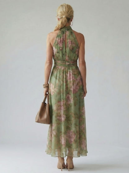 Mirelle Dames Midi Jurk | Lichtgewicht Halterontwerp, Geplooid Lijfje 3
