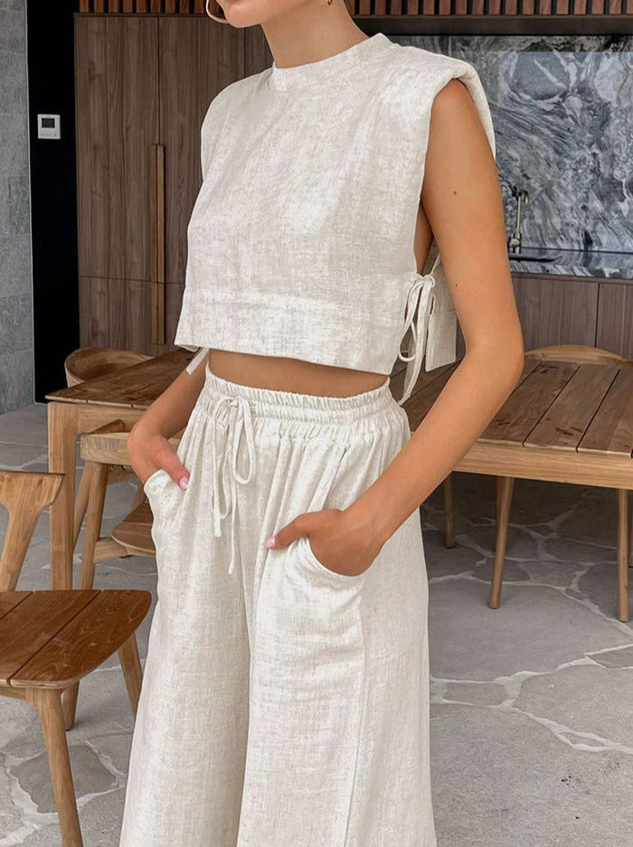 NALANI | Zomers setje met cropped top en wijde broek 0