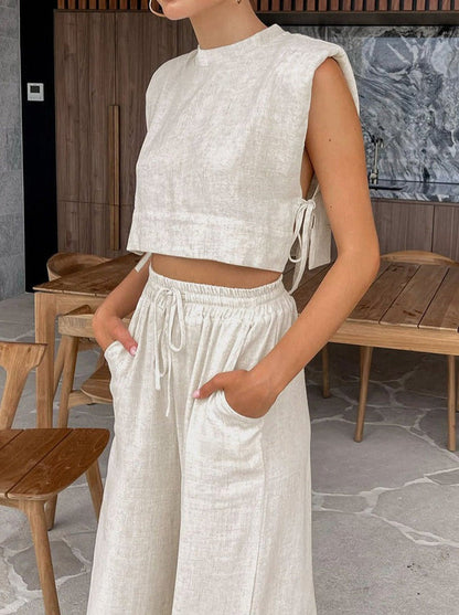 NALANI | Zomers setje met cropped top en wijde broek 0